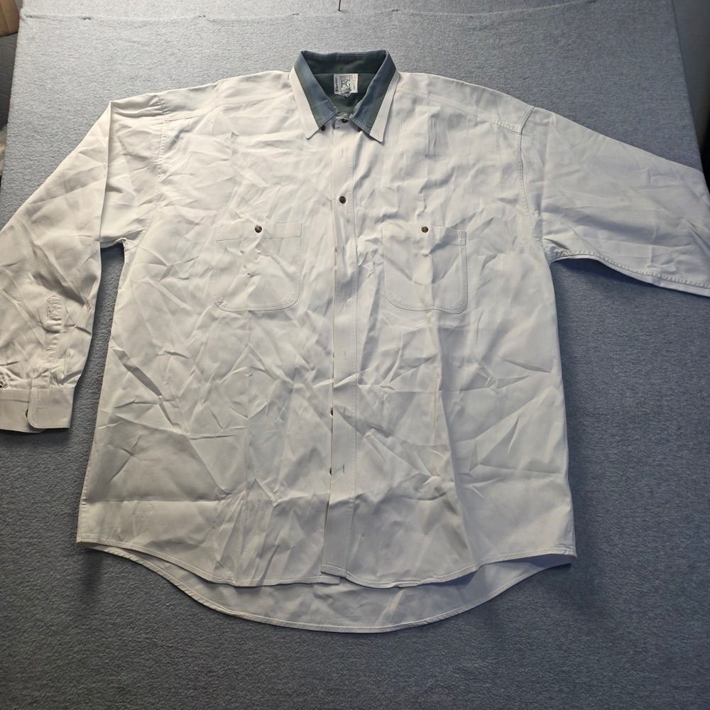 Field Gear Fishing Utility Shirt Mens XXLT White Big & Tall Cotton Button Front‎